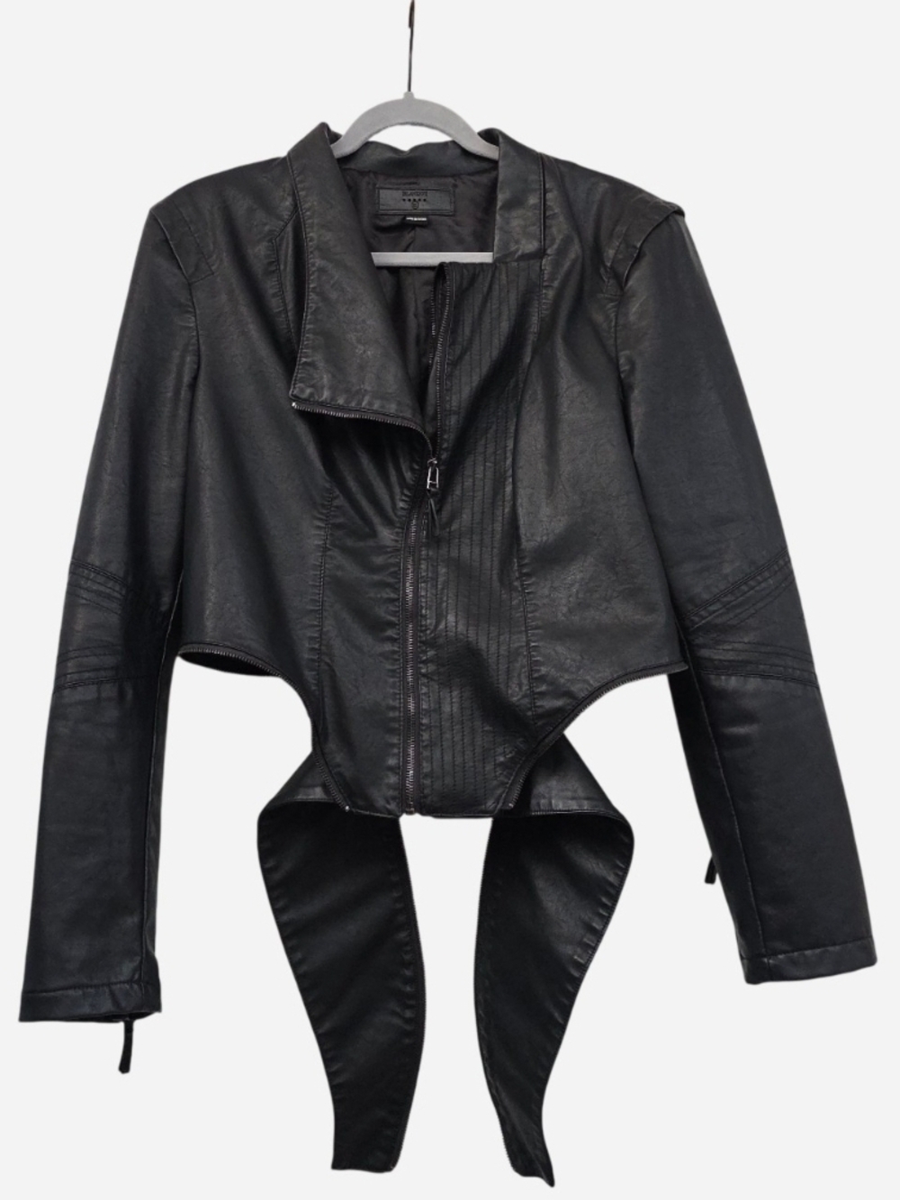 Blank NYC Black Faux Vegan Leather Moto Zip Jacket, L/XL - Picture 4 of 14